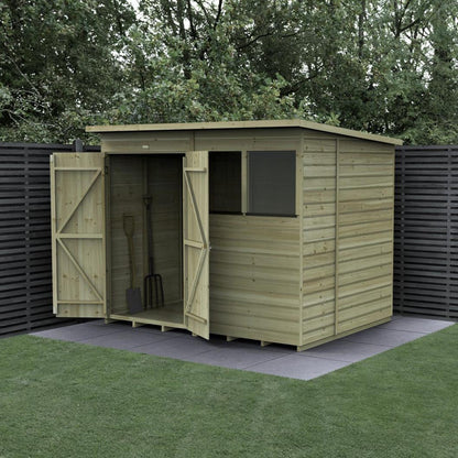 Forest Beckwood 8x6 Pent Shed - 2 Windows - Double Door - JJ Building Materials