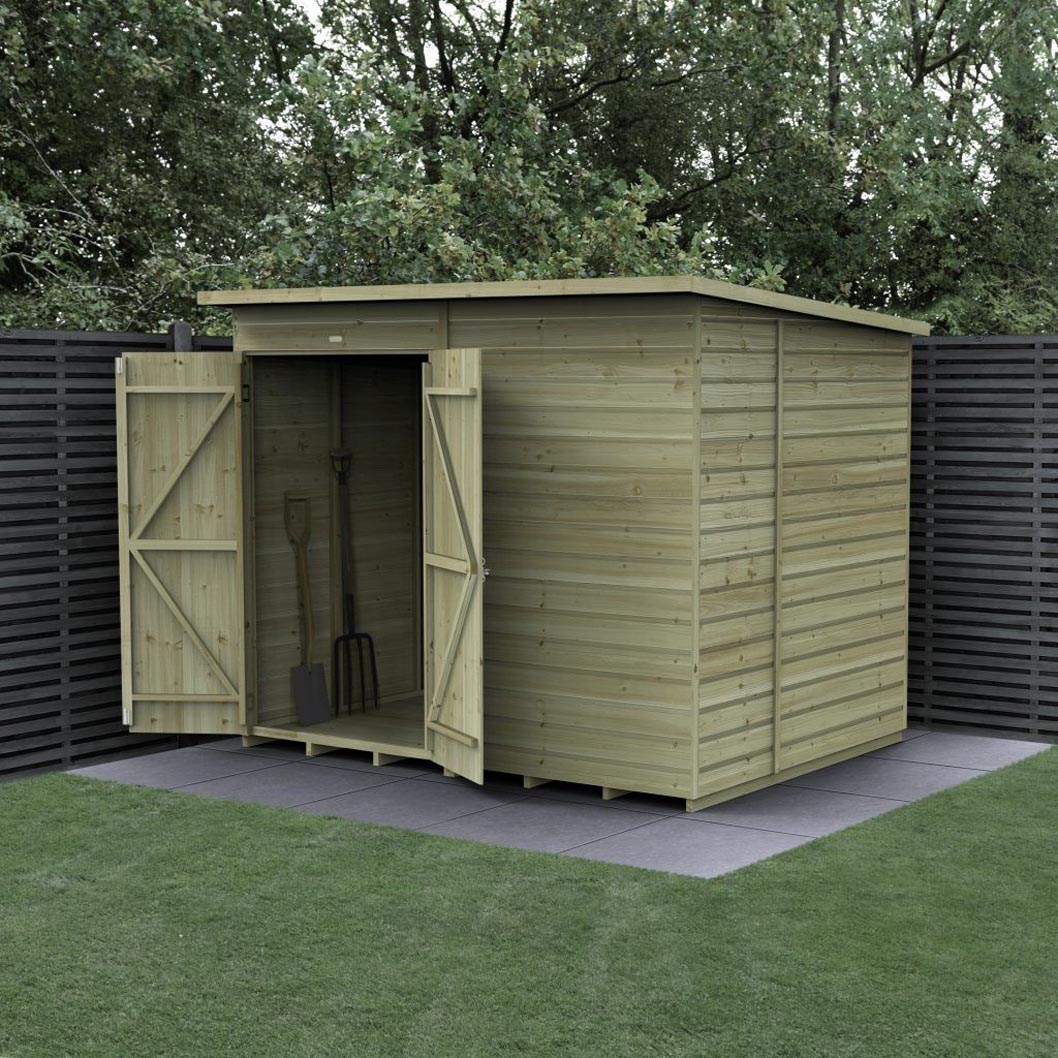 Forest Beckwood 8x6 Pent Shed - No Windows - Double Door - JJ Building Materials