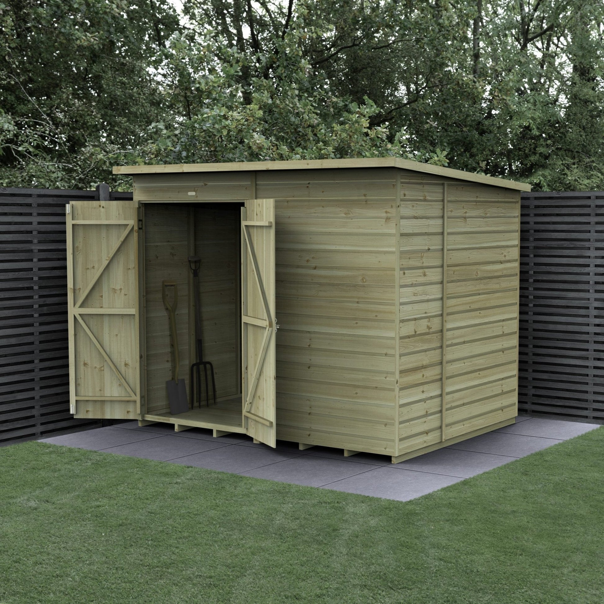 Forest Beckwood 8x6 Pent Shed - No Windows - Double Door - JJ Building Materials