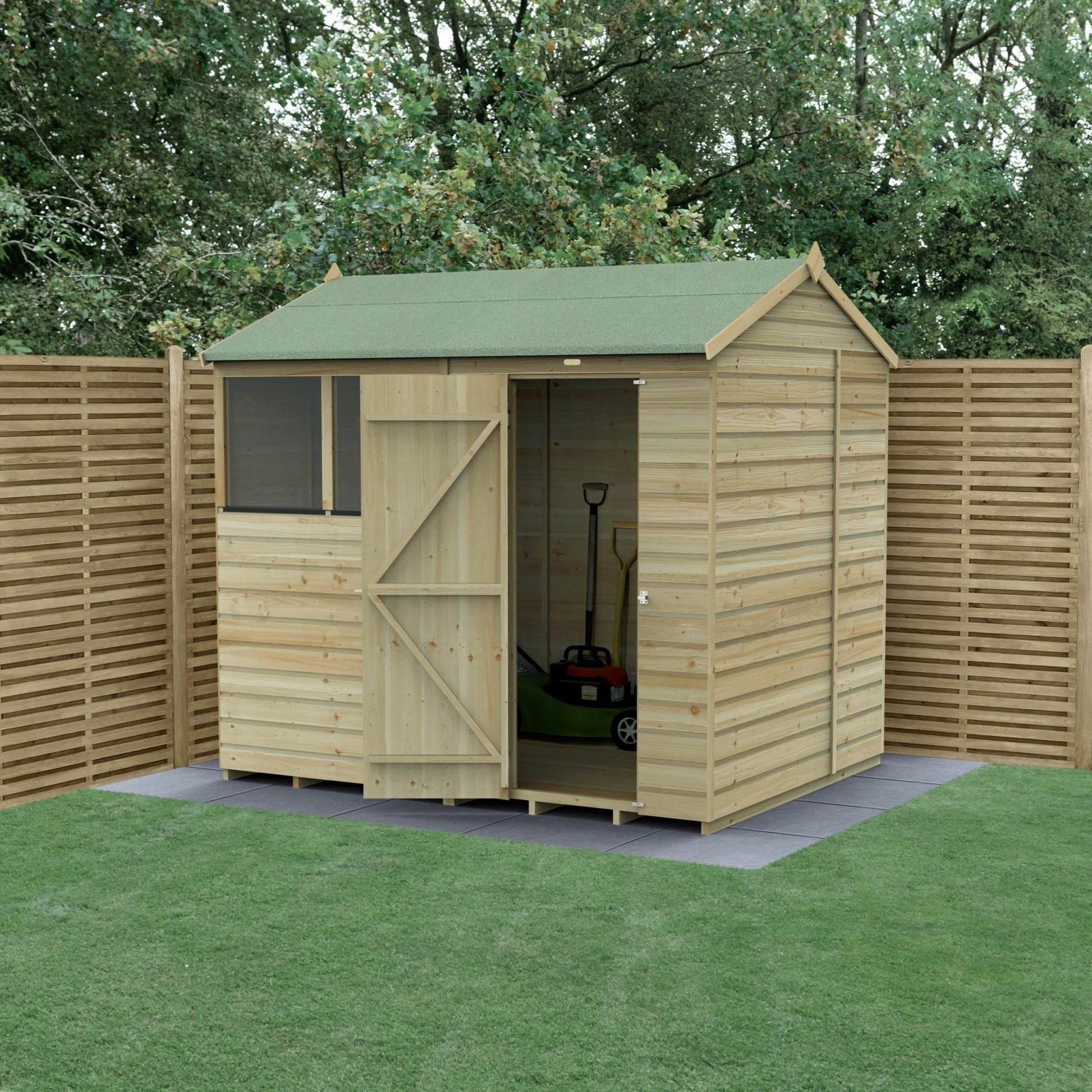 Forest Beckwood 8x6 Reverse Apex Shed - 2 Windows - JJ Building Materials