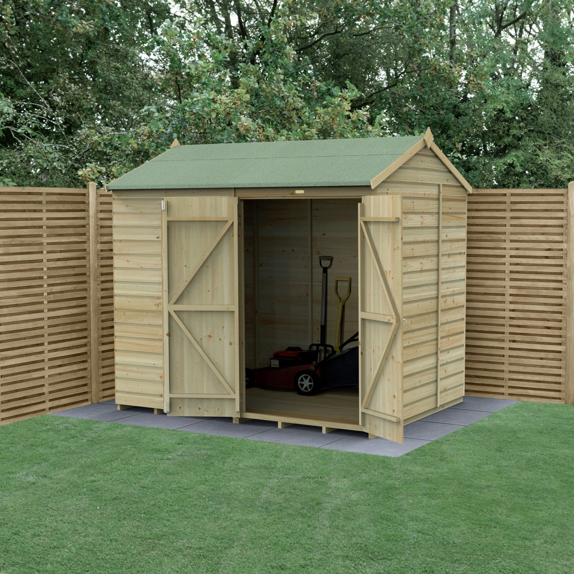 Forest Beckwood 8x6 Reverse Apex Shed - No Windows - Double Door - JJ Building Materials