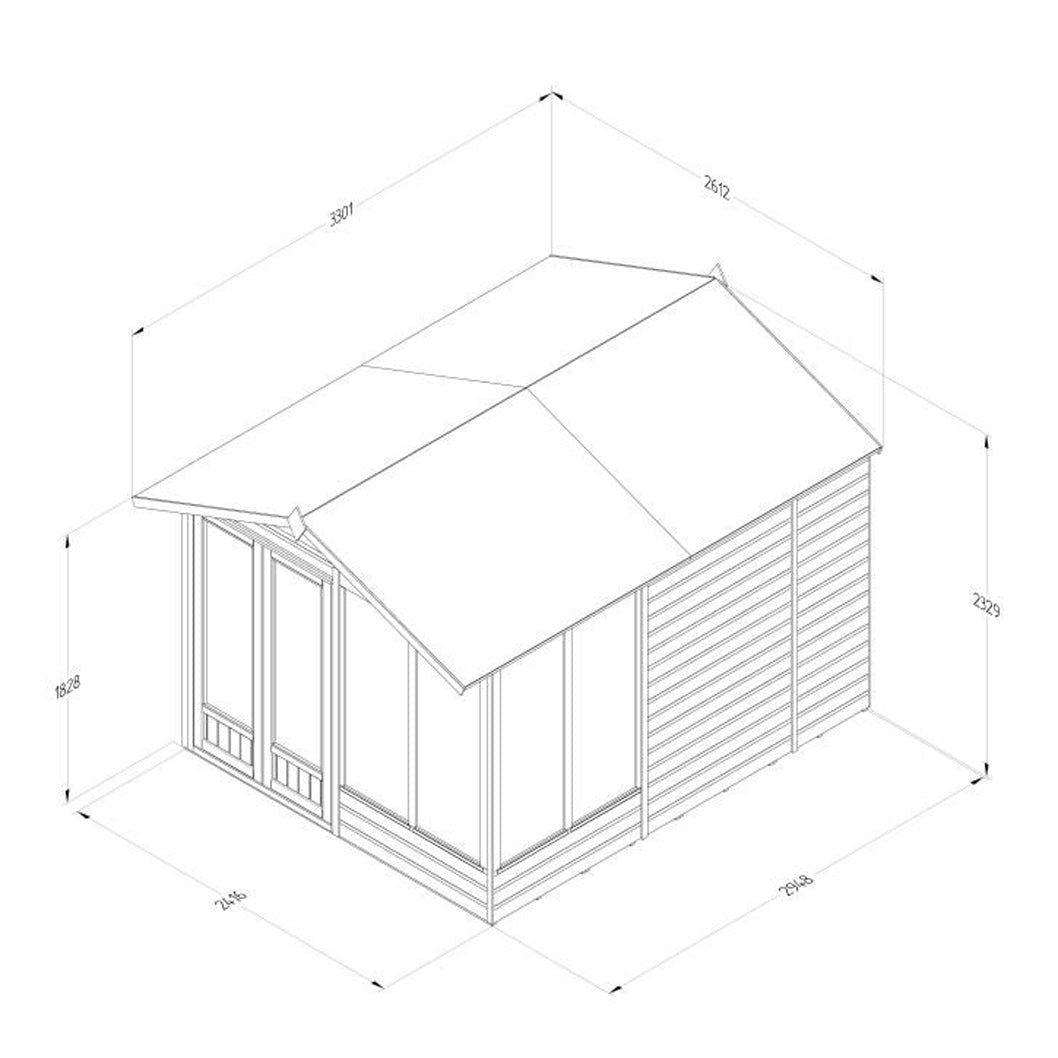 Forest Beckwood Apex Summerhouse 10 x 8 – Double Door – 6 Windows - JJ Building Materials