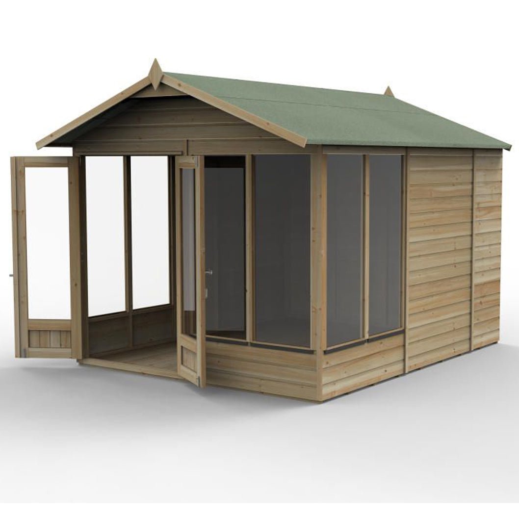 Forest Beckwood Apex Summerhouse 10 x 8 – Double Door – 6 Windows - JJ Building Materials