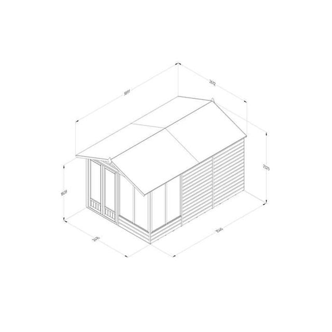 Forest Beckwood Apex Summerhouse 12 x 8- Double Door – 6 Windows - JJ Building Materials