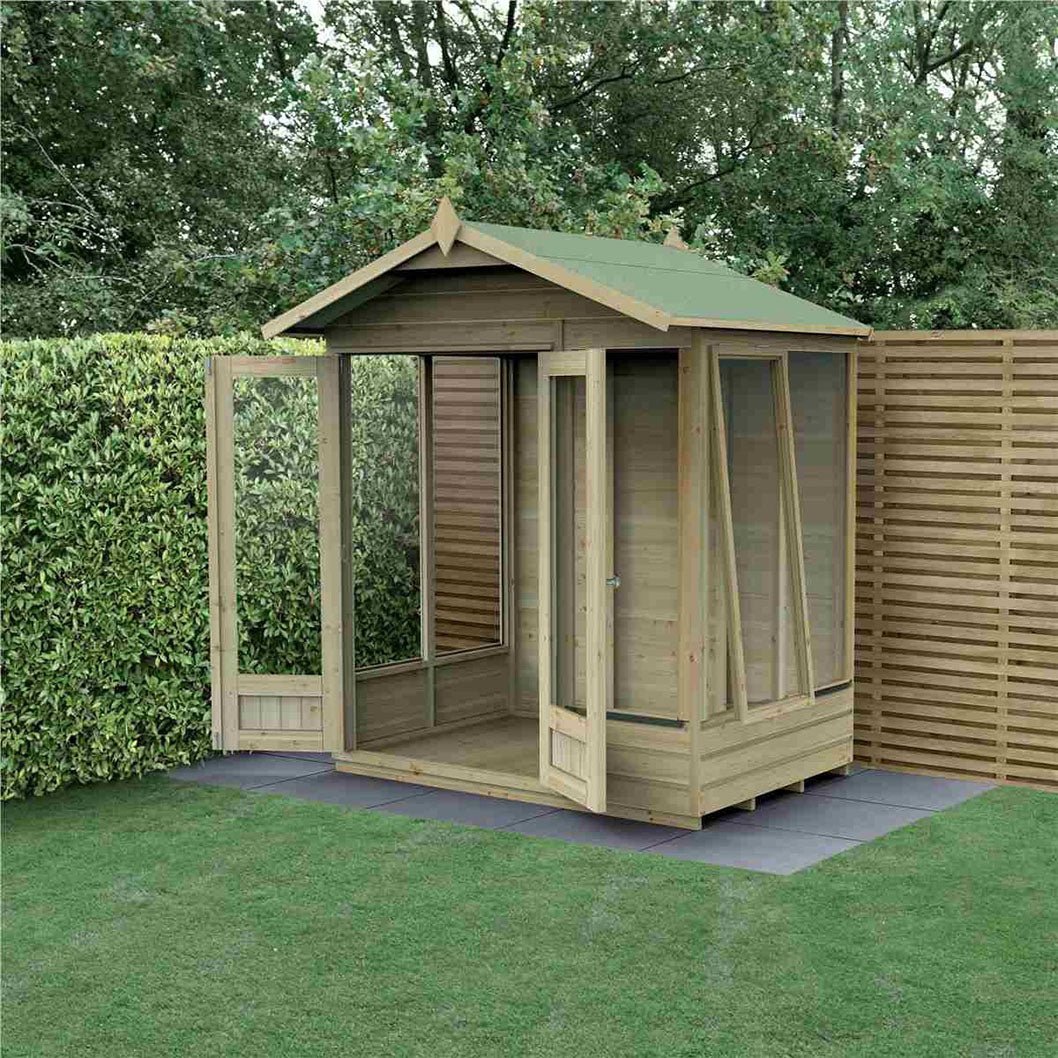 Forest Beckwood Apex Summerhouse 6×4 – Double Door – 5 Windows – 1 Opening - JJ Building Materials