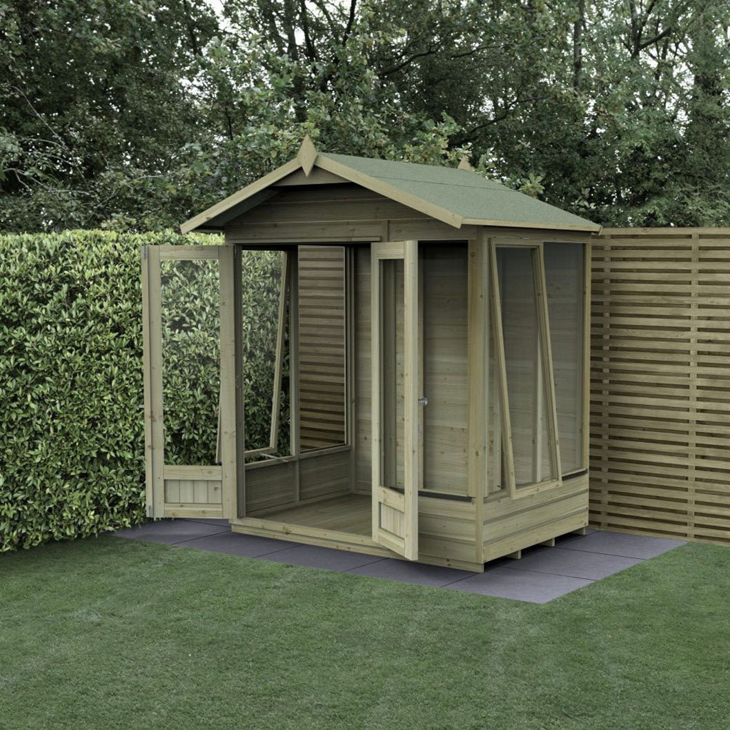 Forest Beckwood Apex Summerhouse 6×4 – Double Door – 5 Windows – 2 Opening - JJ Building Materials