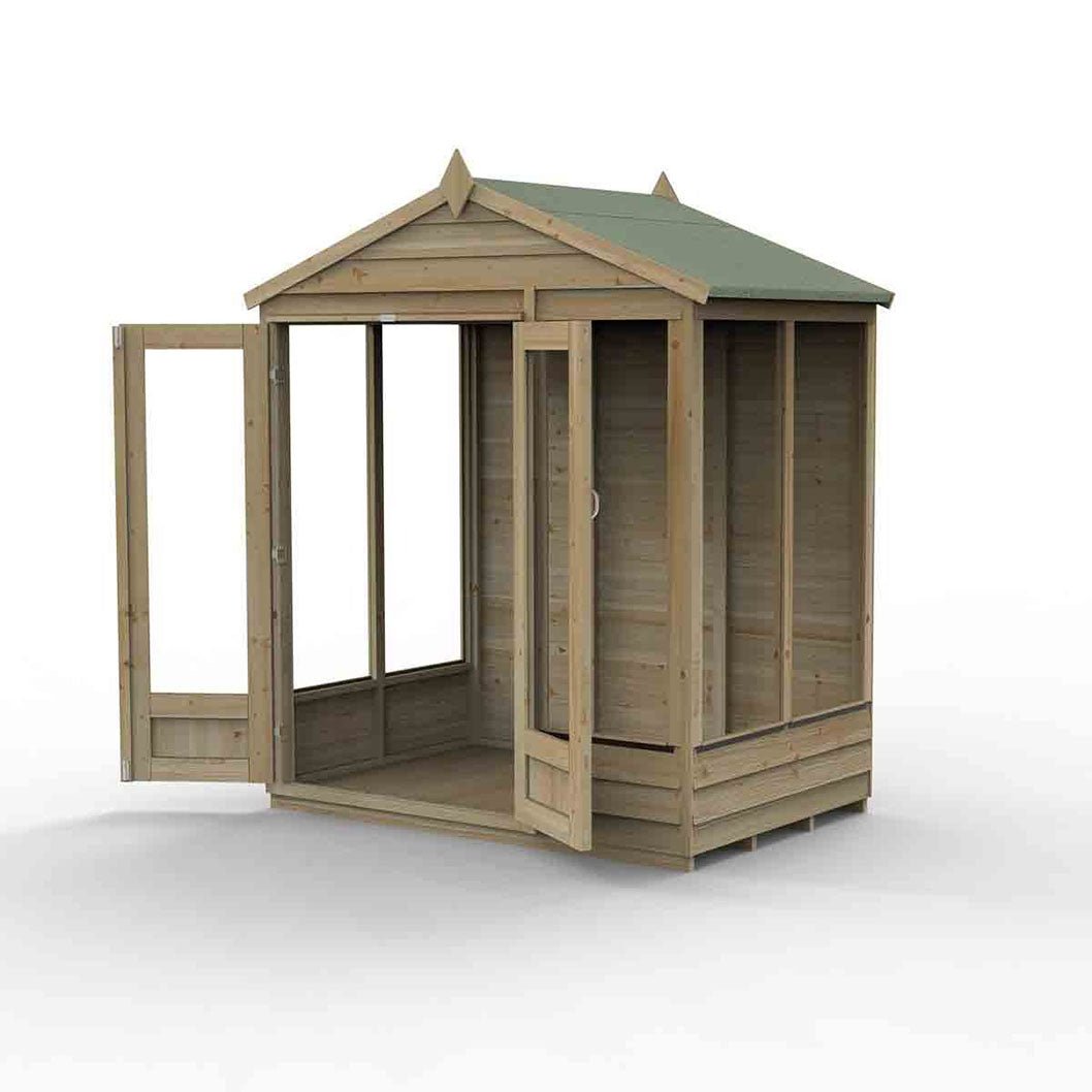 Forest Beckwood Apex Summerhouse 7×5 – Double Door – 4 Windows – 1 Front Opening - JJ Building Materials