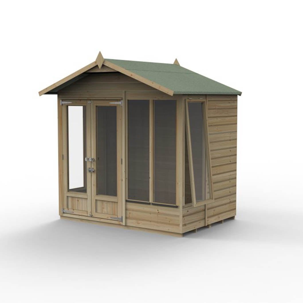 Forest Beckwood Apex Summerhouse 7×5 – Double Door – 4 Windows – 1 Side Opening - JJ Building Materials