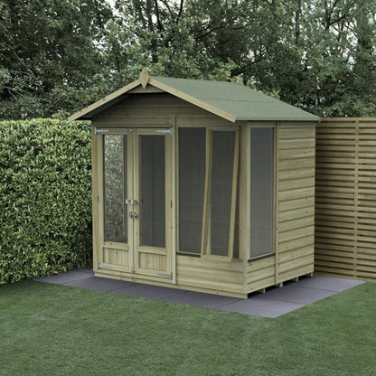 Forest Beckwood Apex Summerhouse 7×5 – Double Door – 4 Windows – 1 Side Opening - JJ Building Materials