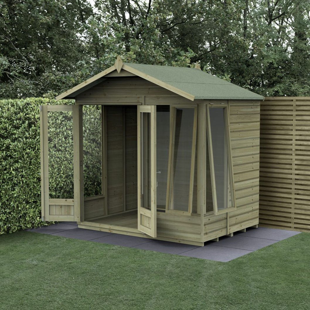 Forest Beckwood Apex Summerhouse 7×5 – Double Door – 4 Windows – 2 Opening - JJ Building Materials