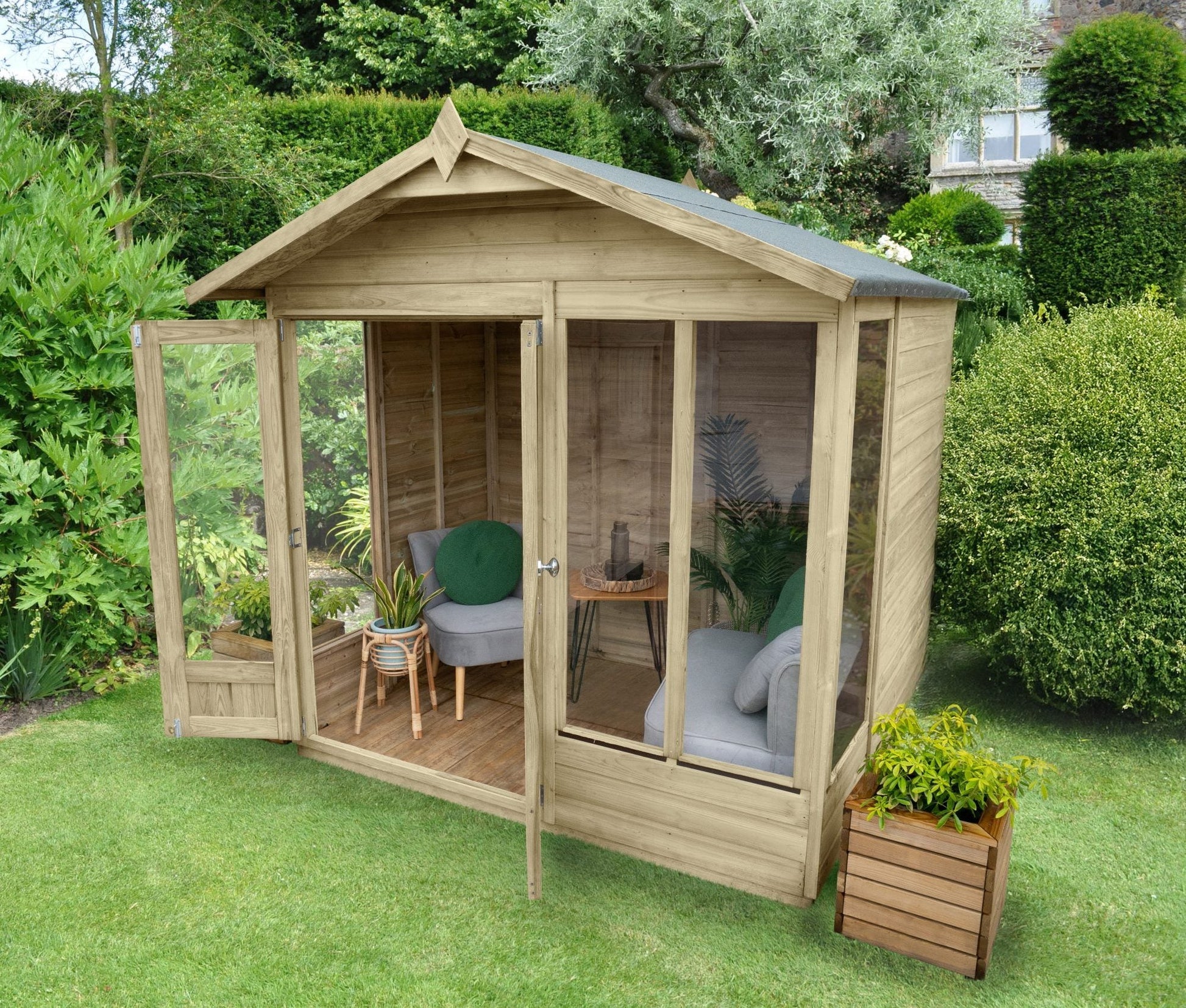 Forest Beckwood Apex Summerhouse 7×5 – Double Door – 4 Windows - JJ Building Materials