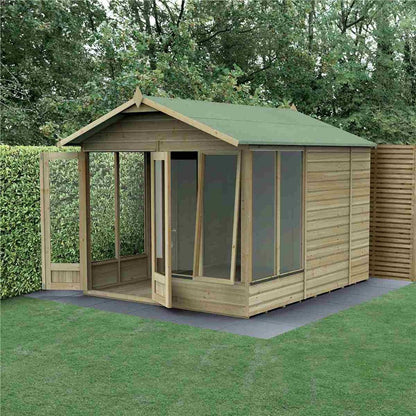 Forest Beckwood Apex Summerhouse 8×10 – Double Door – 6 Windows – 1 Opening - JJ Building Materials