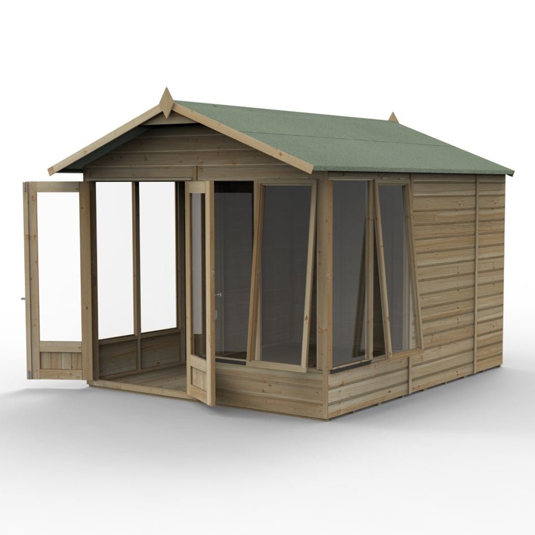 Forest Beckwood Apex Summerhouse 8×10 – Double Door – 6 Windows – 2 Opening - JJ Building Materials