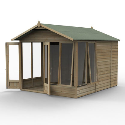 Forest Beckwood Apex Summerhouse 8×10 – Double Door – 6 Windows – 2 Opening - JJ Building Materials