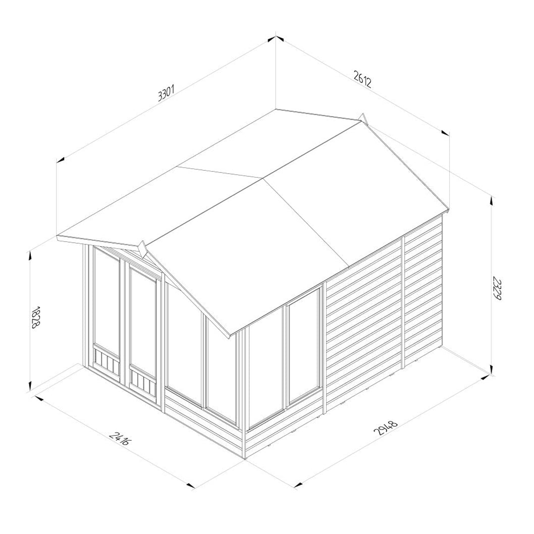 Forest Beckwood Apex Summerhouse 8×10 – Double Door – 6 Windows – 2 Opening - JJ Building Materials