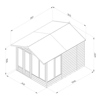 Forest Beckwood Apex Summerhouse 8×10 – Double Door – 6 Windows – 2 Opening - JJ Building Materials