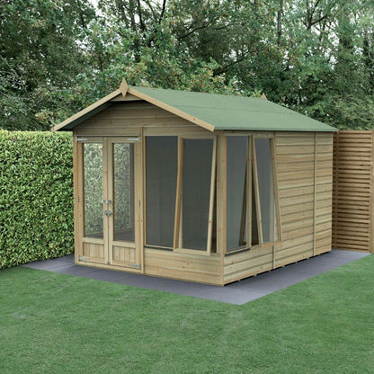 Forest Beckwood Apex Summerhouse 8×10 – Double Door – 6 Windows – 2 Opening - JJ Building Materials
