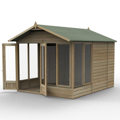 Forest Beckwood Apex Summerhouse 8×10 – Double Door – 6 Windows – 2 Opening - JJ Building Materials