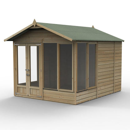 Forest Beckwood Apex Summerhouse 8×10 – Double Door – 6 Windows – 2 Opening - JJ Building Materials
