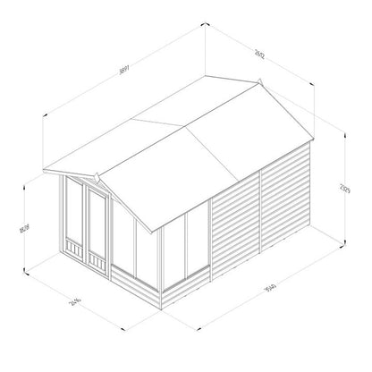 Forest Beckwood Apex Summerhouse 8×12 – Double Door – 6 Windows – 1 Opening - JJ Building Materials