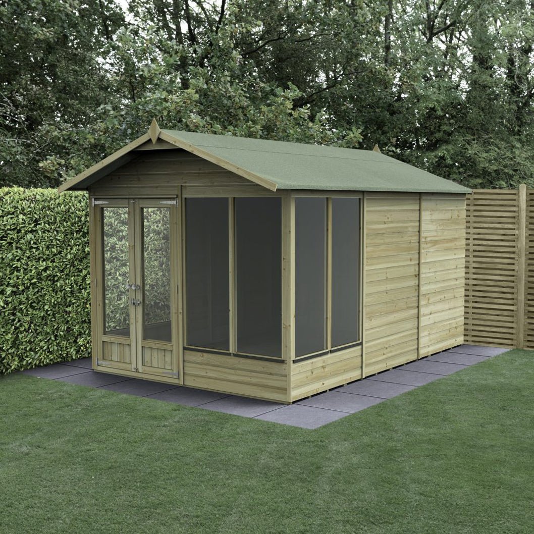 Forest Beckwood Apex Summerhouse 8×12 – Double Door – 6 Windows – 1 Opening - JJ Building Materials