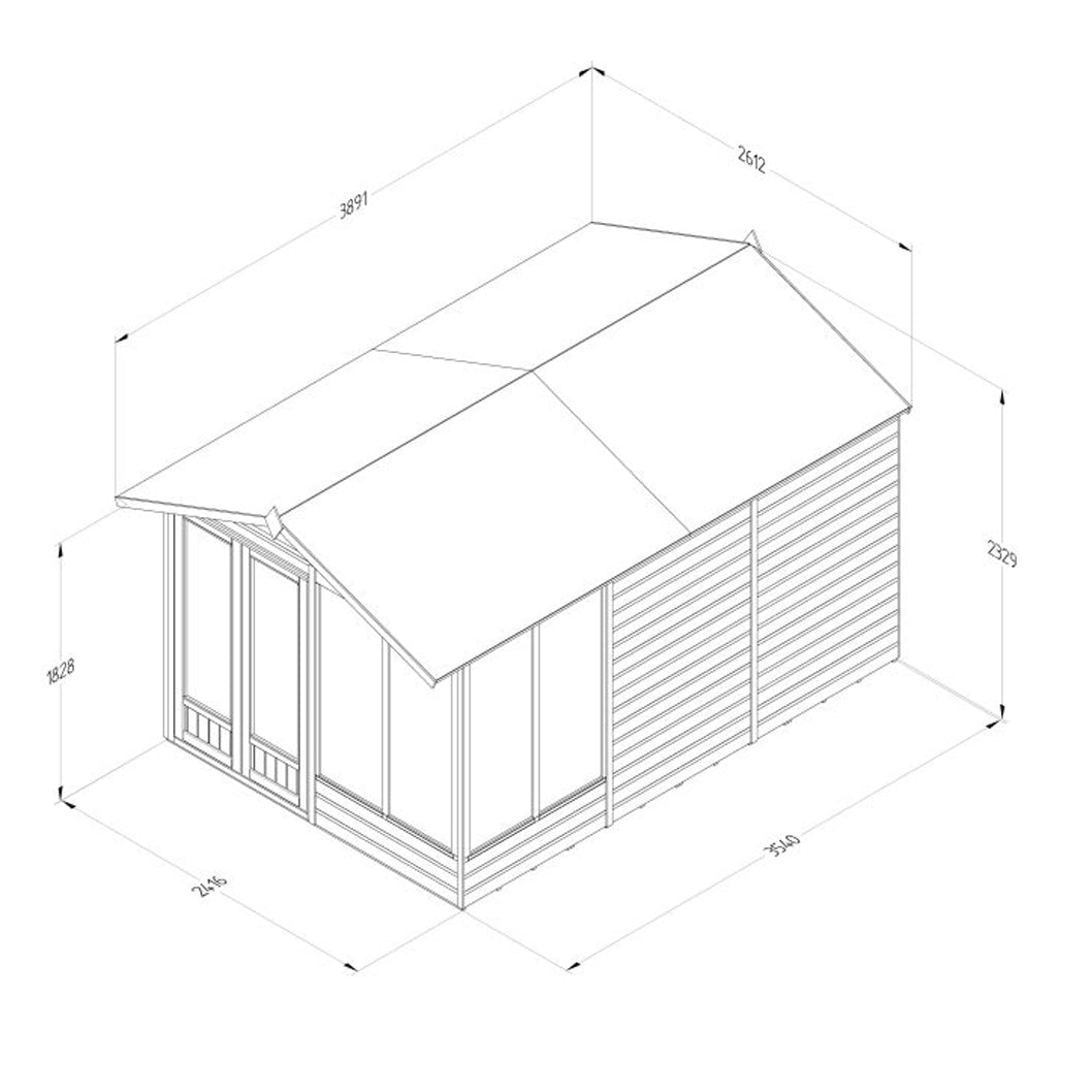 Forest Beckwood Apex Summerhouse 8×12 – Double Door – 6 Windows – 2 Opening – 1 Opening - JJ Building Materials