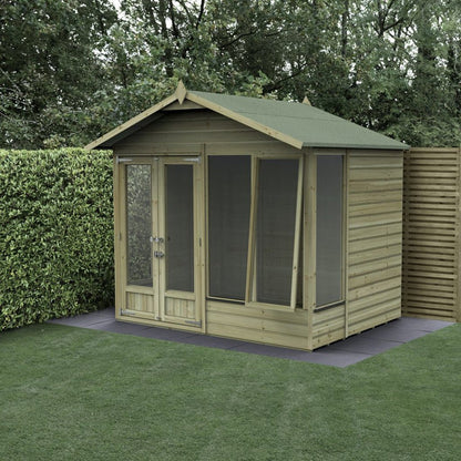 Forest Beckwood Apex Summerhouse 8×6 – Double Door – 4 Windows – 1 Front Opening - JJ Building Materials