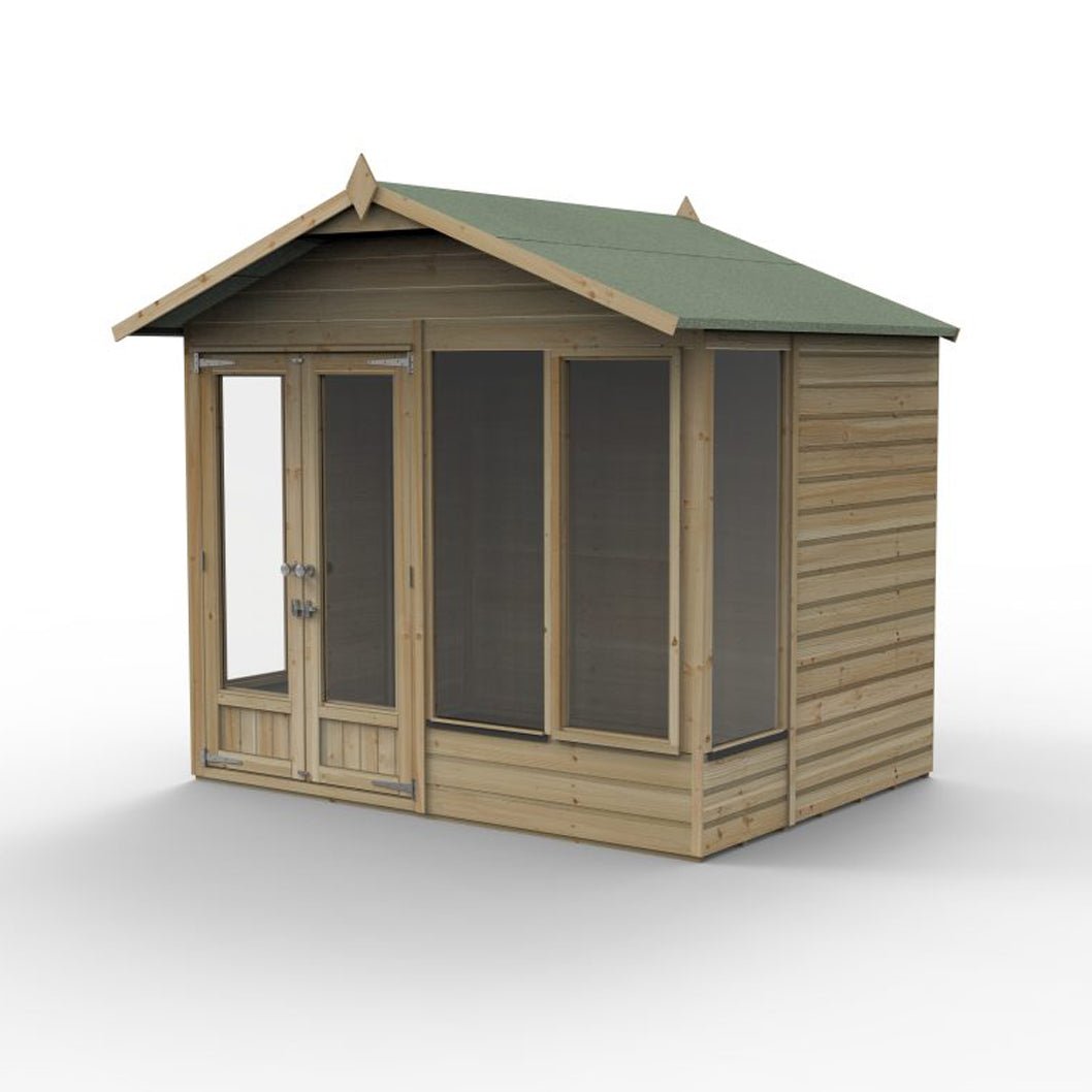Forest Beckwood Apex Summerhouse 8×6 – Double Door – 4 Windows – 1 Front Opening - JJ Building Materials