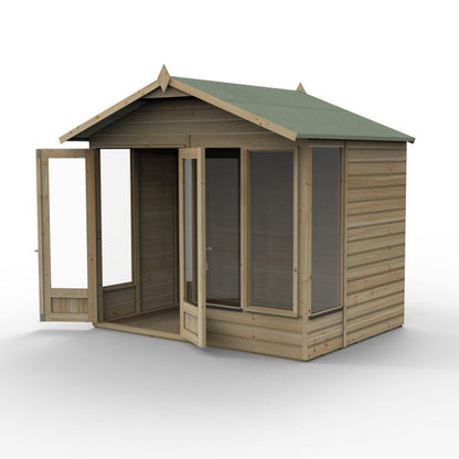 Forest Beckwood Apex Summerhouse 8×6 – Double Door – 4 Windows – 1 Front Opening - JJ Building Materials