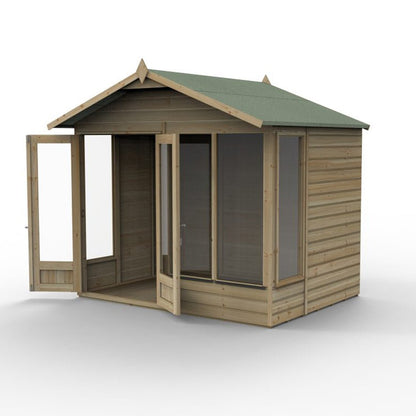 Forest Beckwood Apex Summerhouse 8×6 – Double Door – 4 Windows – 1 Side Opening - JJ Building Materials