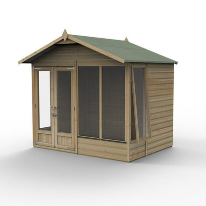 Forest Beckwood Apex Summerhouse 8×6 – Double Door – 4 Windows – 1 Side Opening - JJ Building Materials