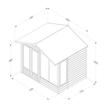 Forest Beckwood Apex Summerhouse 8×6 – Double Door – 4 Windows – 1 Side Opening - JJ Building Materials