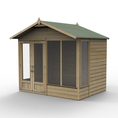 Forest Beckwood Apex Summerhouse 8×6 – Double Door – 4 Windows – 1 Side Opening - JJ Building Materials
