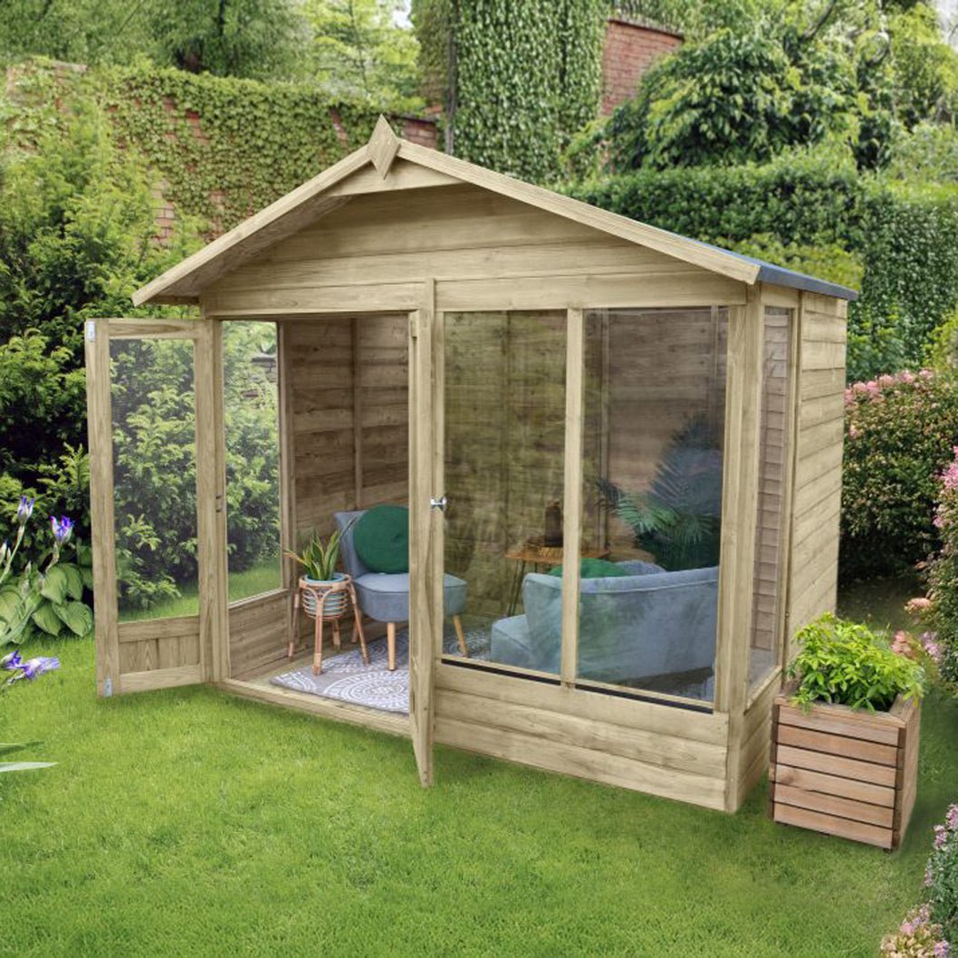Forest Beckwood Apex Summerhouse 8×6 – Double Door – 4 Windows – 2 Opening - JJ Building Materials