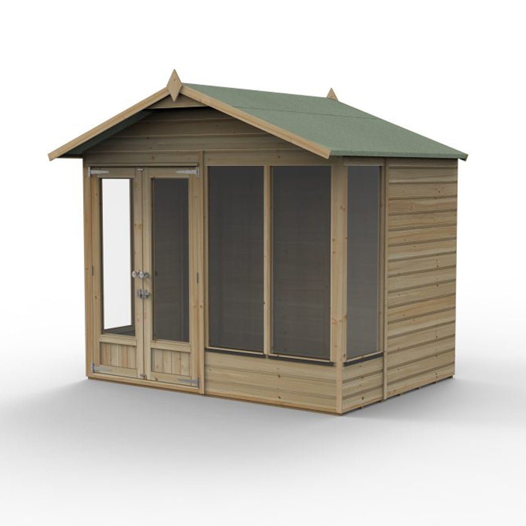 Forest Beckwood Apex Summerhouse 8×6 – Double Door – 4 Windows – 2 Opening - JJ Building Materials
