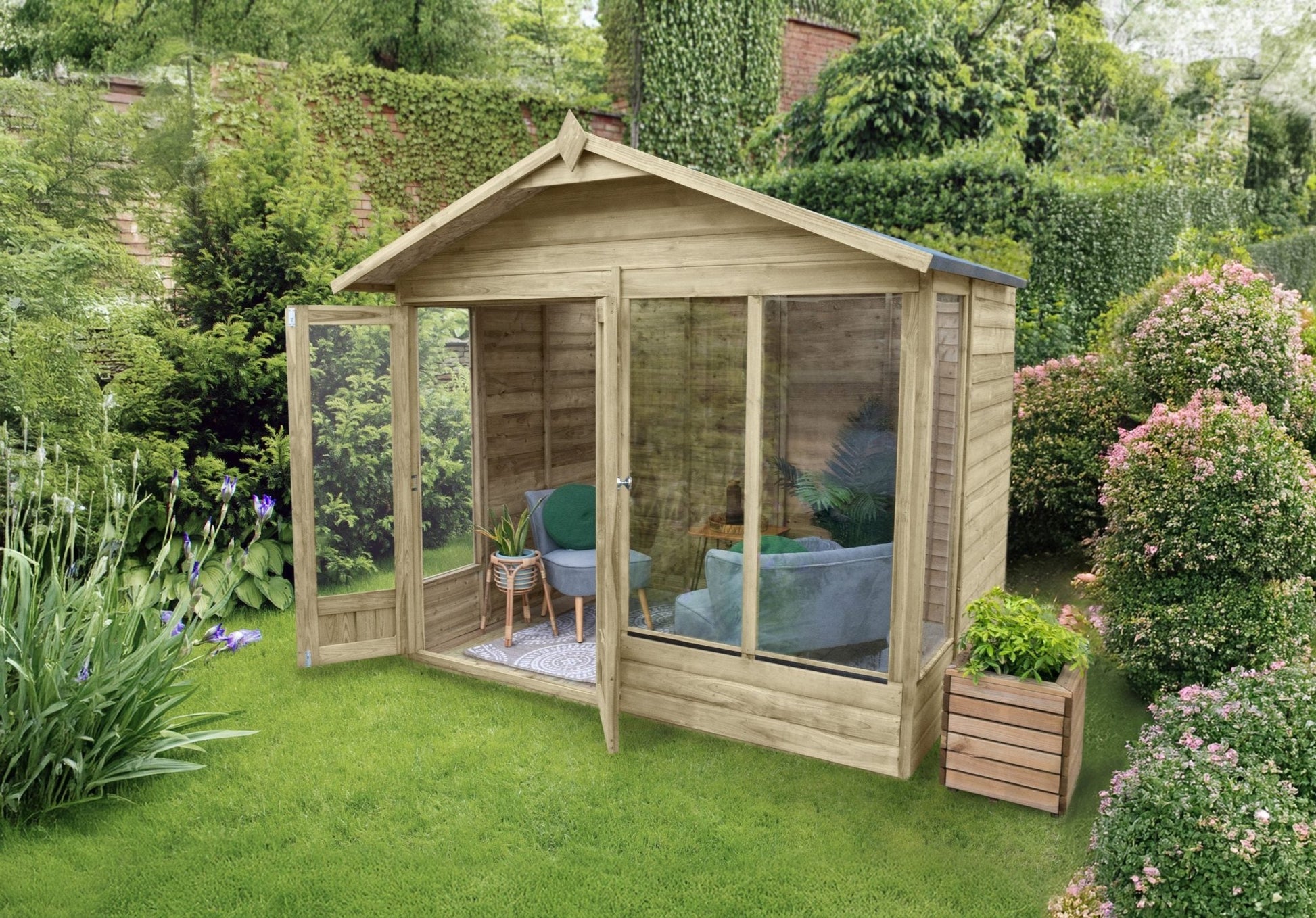 Forest Beckwood Apex Summerhouse 8×6 – Double Door – 4 Windows - JJ Building Materials