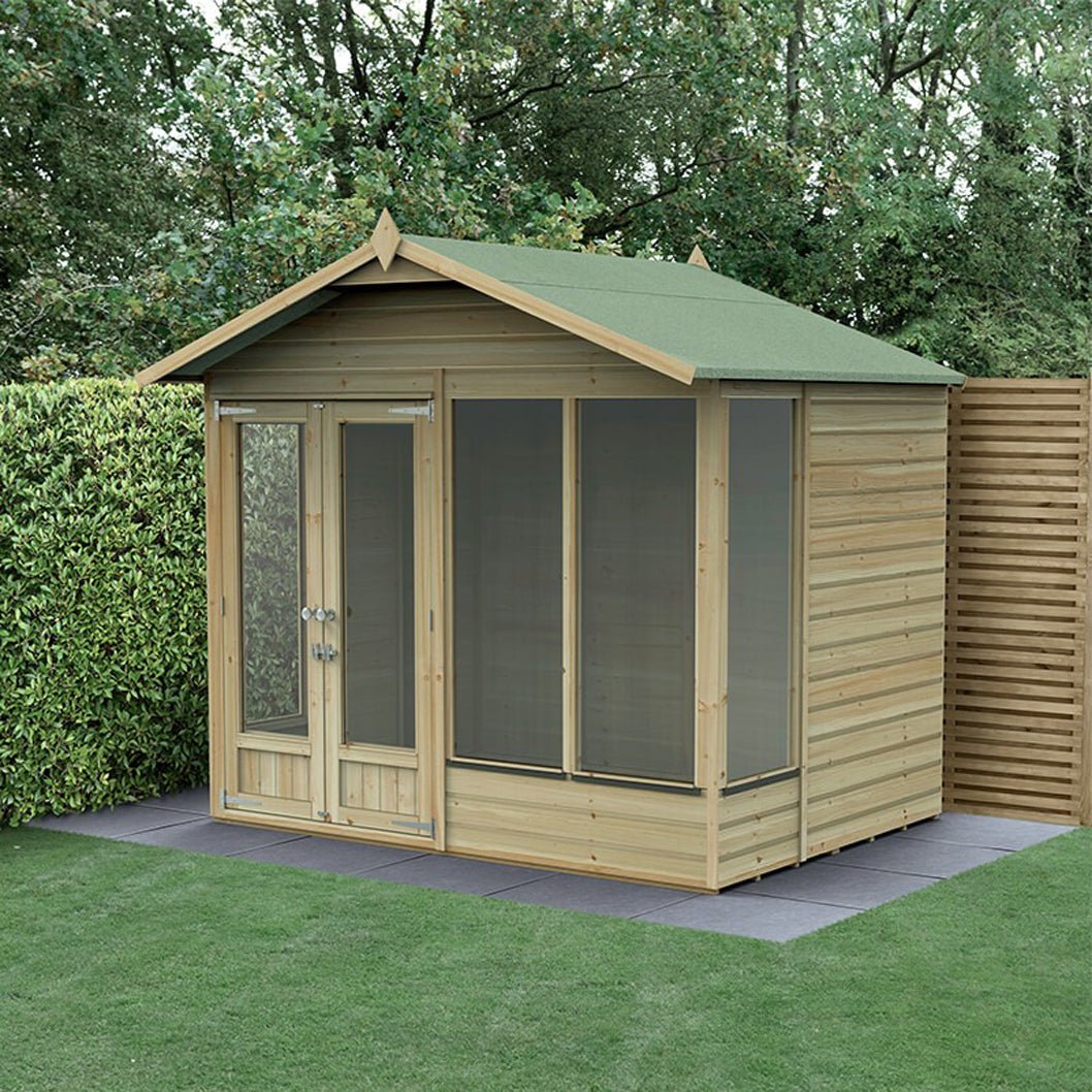 Forest Beckwood Apex Summerhouse 8×6 – Double Door – 4 Windows - JJ Building Materials
