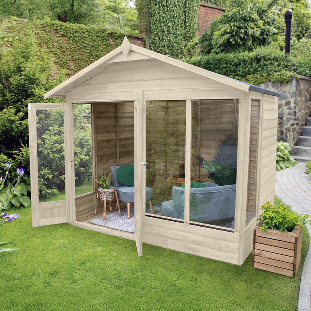 Forest Beckwood Apex Summerhouse 8×6 – Double Door – 4 Windows - JJ Building Materials