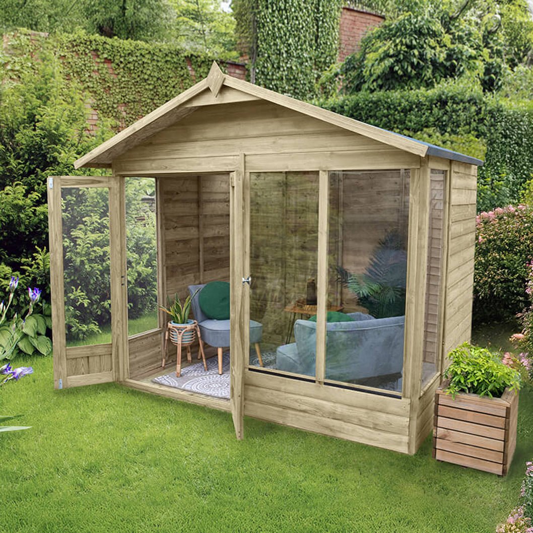 Forest Beckwood Apex Summerhouse 8×6 – Double Door – 4 Windows - JJ Building Materials