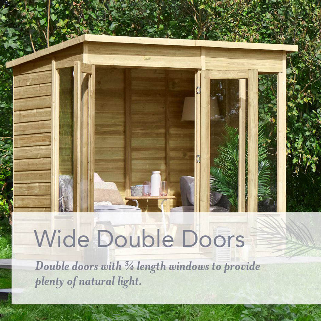 Forest Beckwood Apex Summerhouse 8×6 – Double Door – 5 Windows – 1 Opening - JJ Building Materials