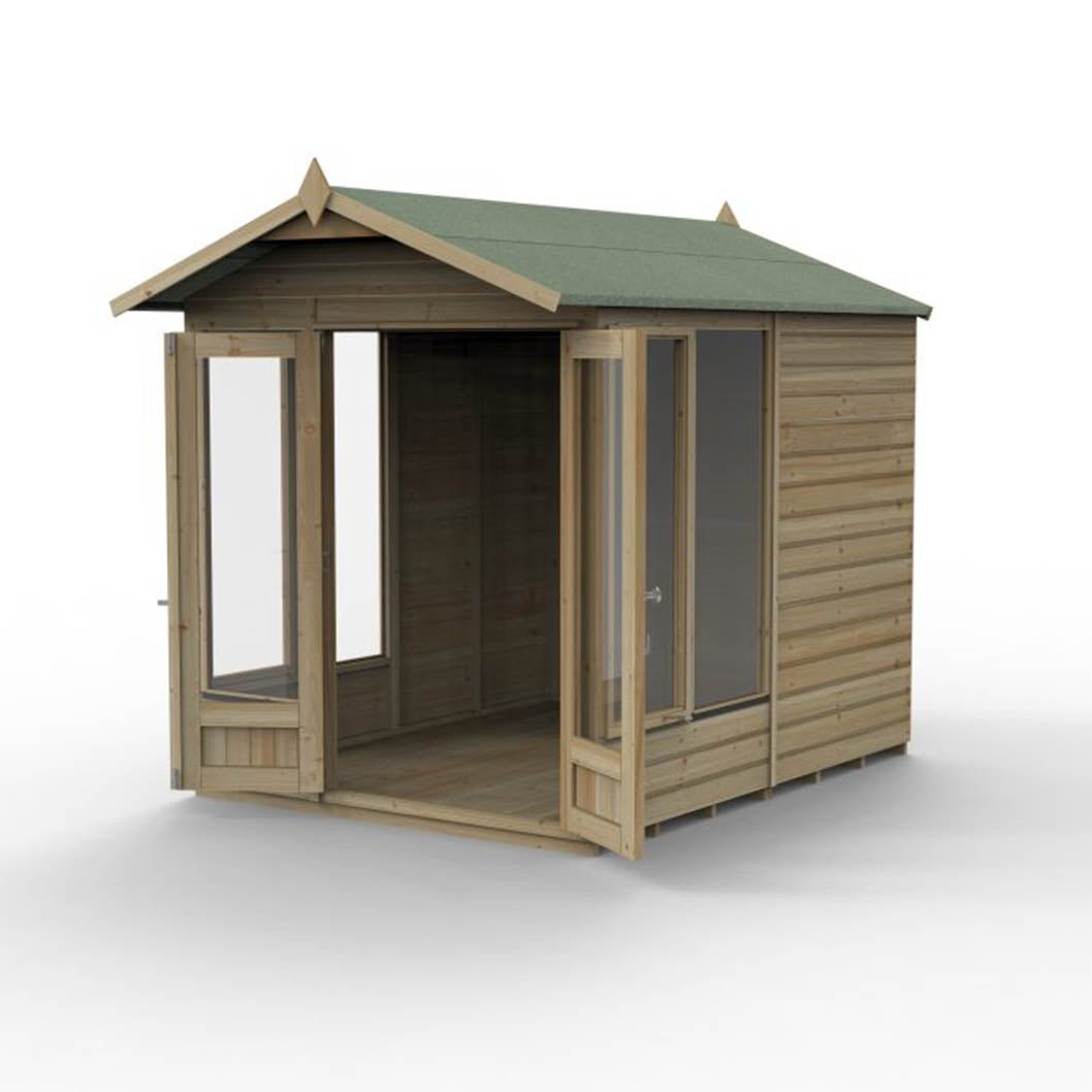 Forest Beckwood Apex Summerhouse 8×6 – Double Door – 5 Windows – 2 Opening - JJ Building Materials