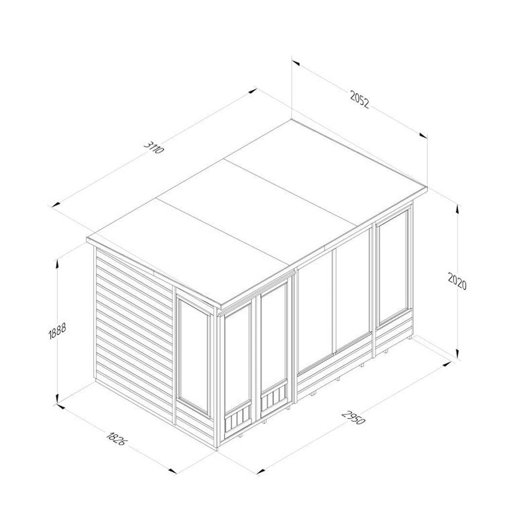 Forest Beckwood Pent Summerhouse 10×6 – Double Door – 5 Windows – 2 Opening - JJ Building Materials