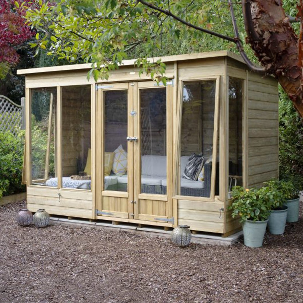 Forest Beckwood Pent Summerhouse 10×6 – Double Door – 5 Windows – 2 Opening - JJ Building Materials
