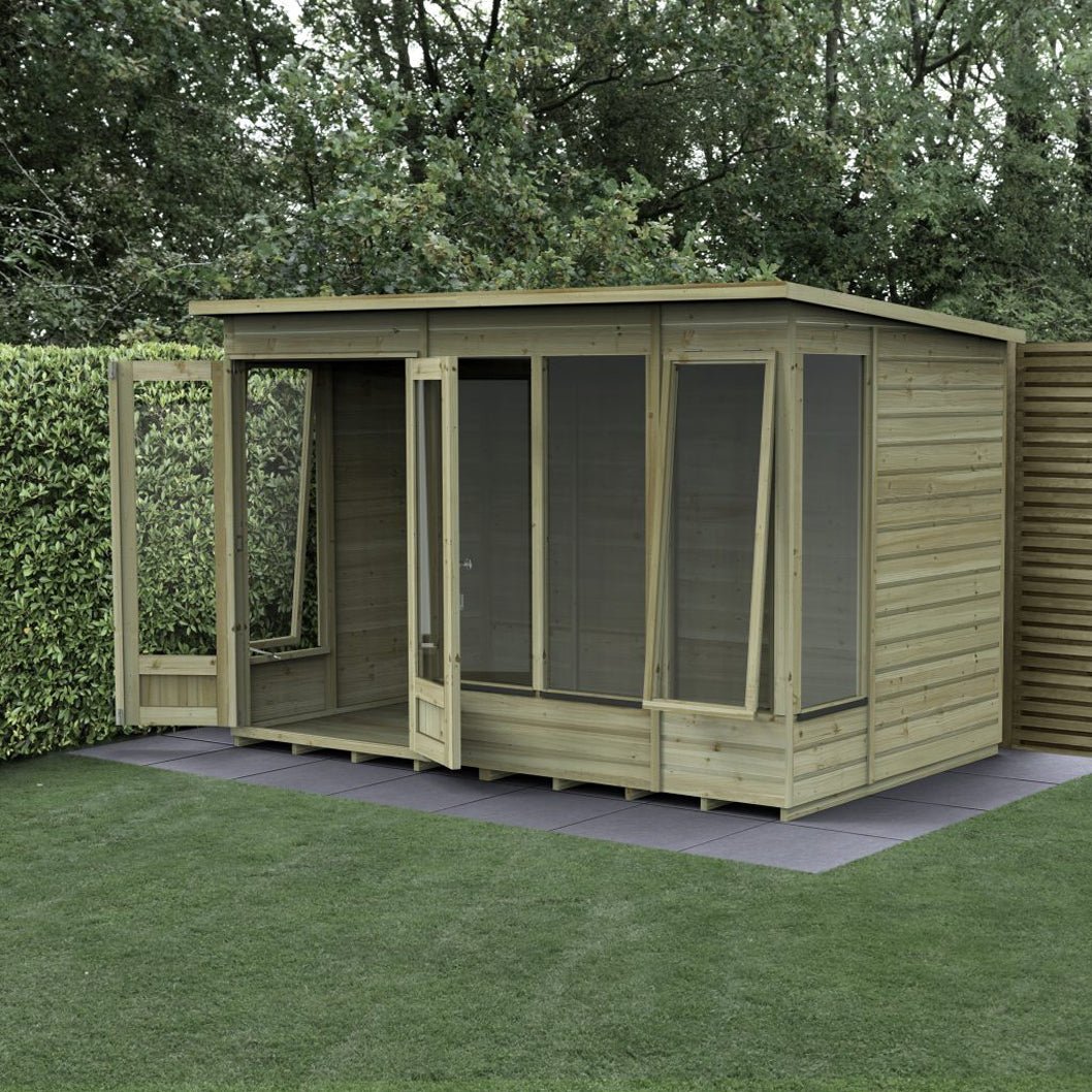 Forest Beckwood Pent Summerhouse 10×6 – Double Door – 5 Windows – 2 Opening - JJ Building Materials