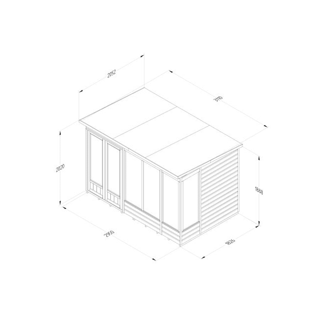 Forest Beckwood Pent Summerhouse 10×6 – Double Door – 5 Windows - JJ Building Materials