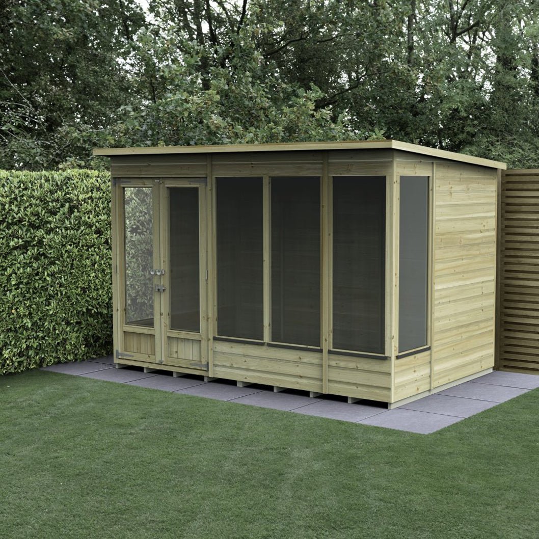 Forest Beckwood Pent Summerhouse 10×6 – Double Door – 5 Windows - JJ Building Materials