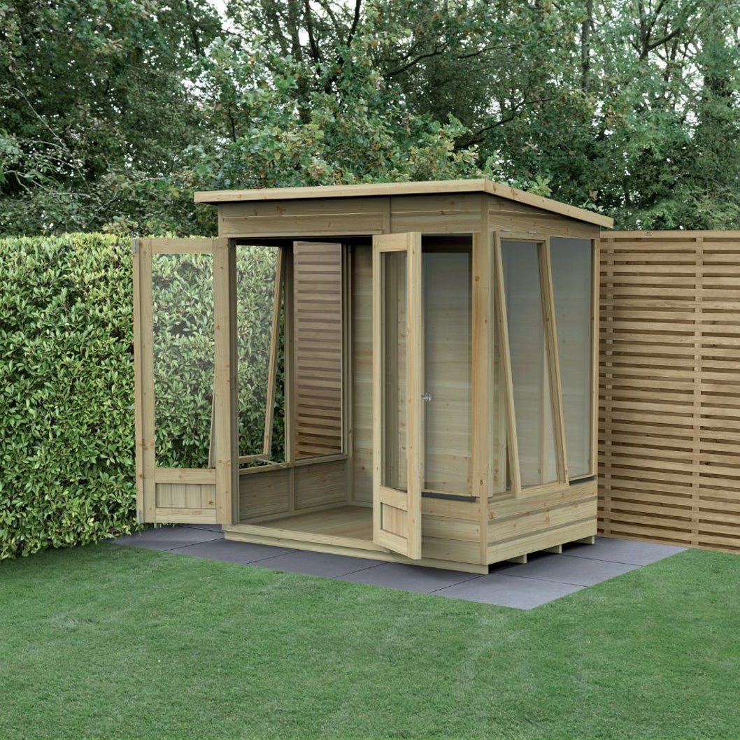 Forest Beckwood Pent Summerhouse 6×4 – Double Door – 5 Windows – 1 Opening - JJ Building Materials