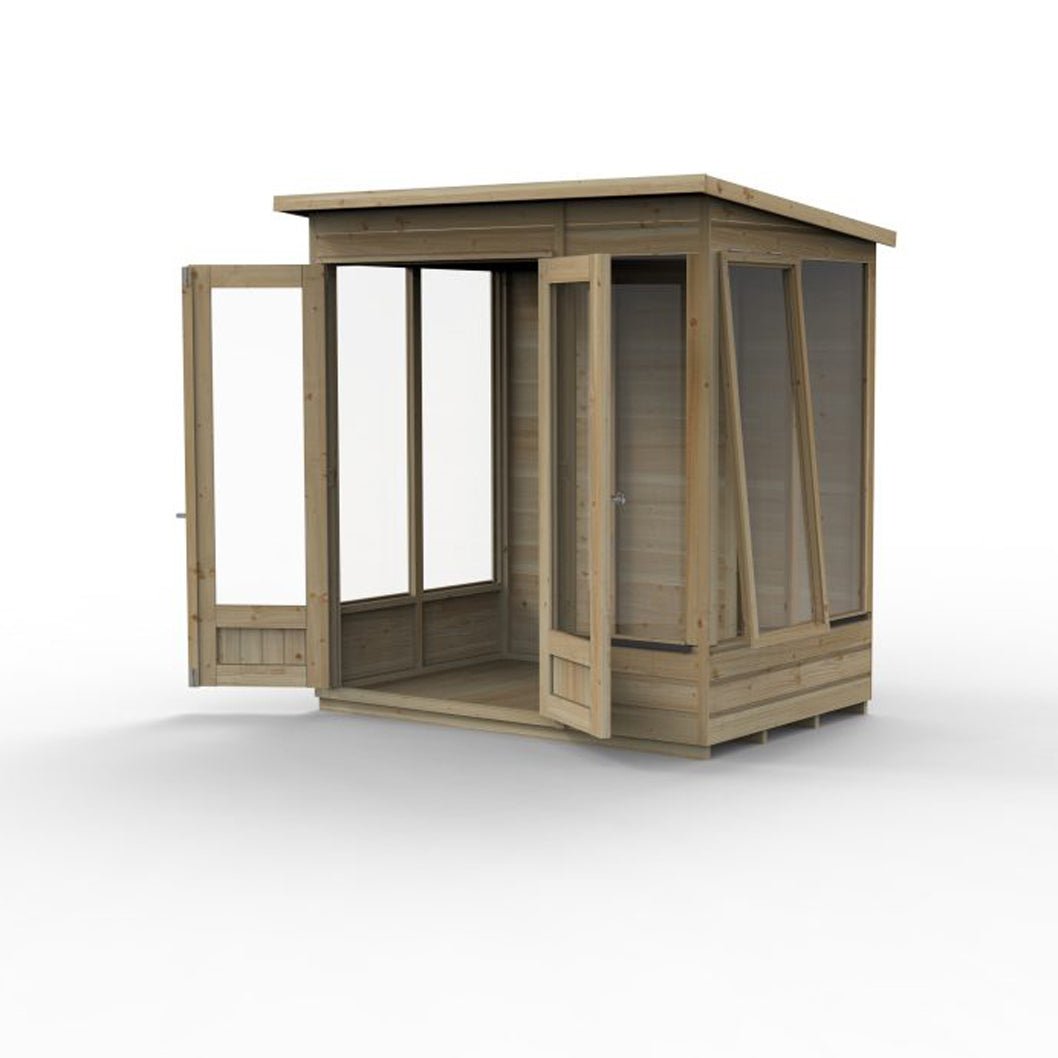 Forest Beckwood Pent Summerhouse 6×4 – Double Door – 5 Windows – 1 Opening - JJ Building Materials