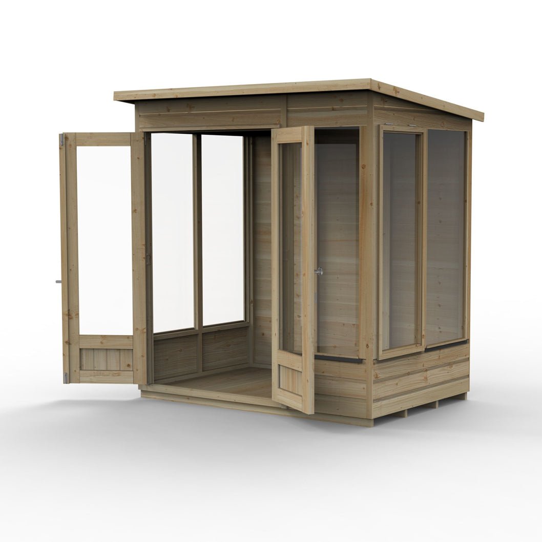 Forest Beckwood Pent Summerhouse 6×4 – Double Door – 5 Windows - JJ Building Materials