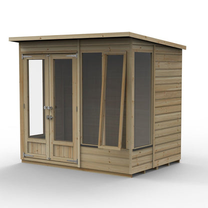 Forest Beckwood Pent Summerhouse 7×5 – Double Door – 4 Windows – 1 Front Opening - JJ Building Materials